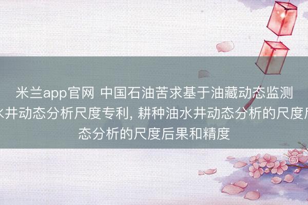 米兰app官网 中国石油苦求基于油藏动态监测数据的油水井动态分析尺度专利, 耕种油水井动态分析的尺度后果和精度